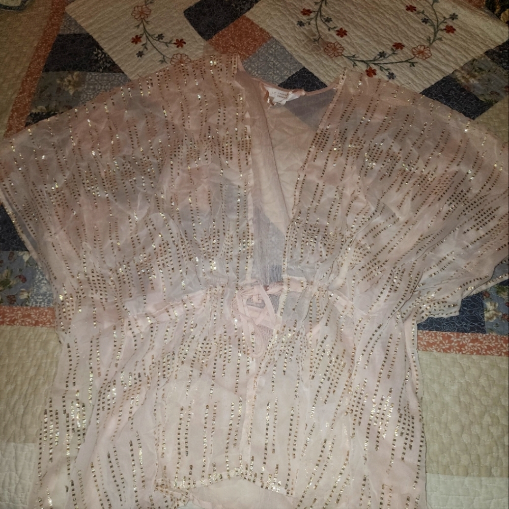 Light pink tie kimono